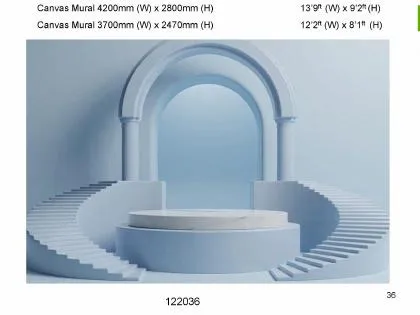Pale blue architectural arch canvas mural design