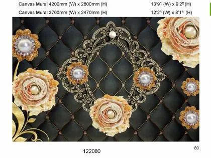 Black and gold floral canvas mural design