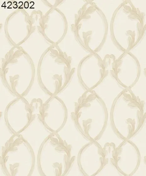 Cream damask nonwoven wallpaper pattern
