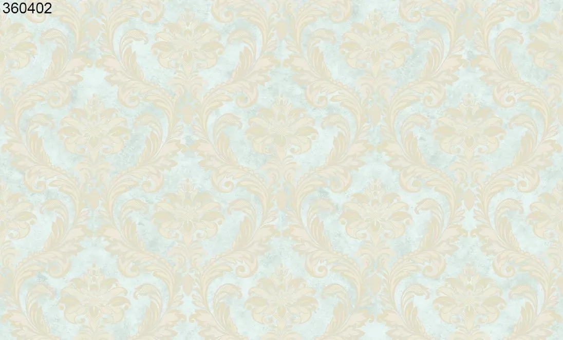 Pale blue and cream ornamental wallpaper pattern